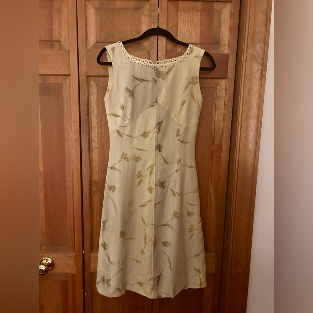 Park Youn Soo Women’s Green Patterned Retro, Mod Inspired Dress, Approx Sz S/M